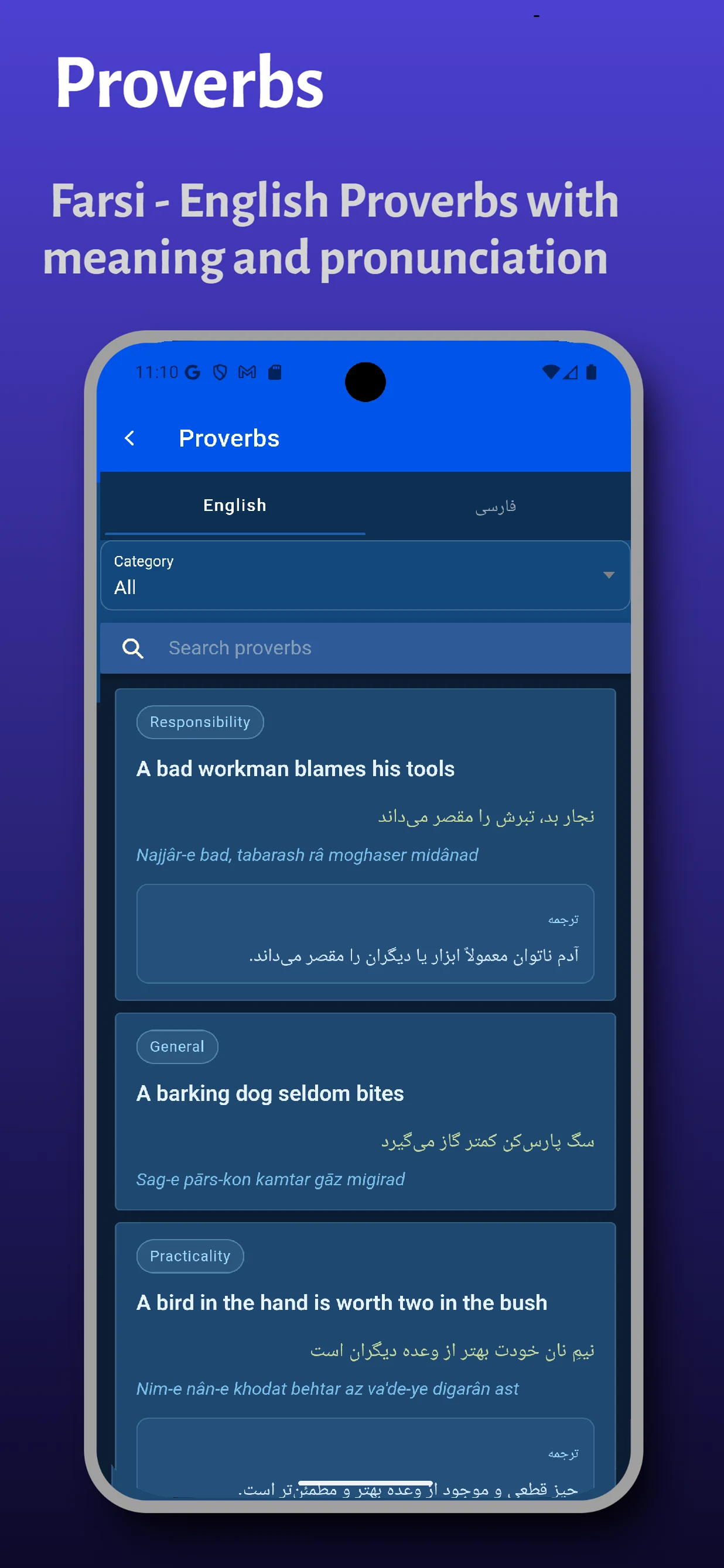 Farsi Persian Dictionary screenshot